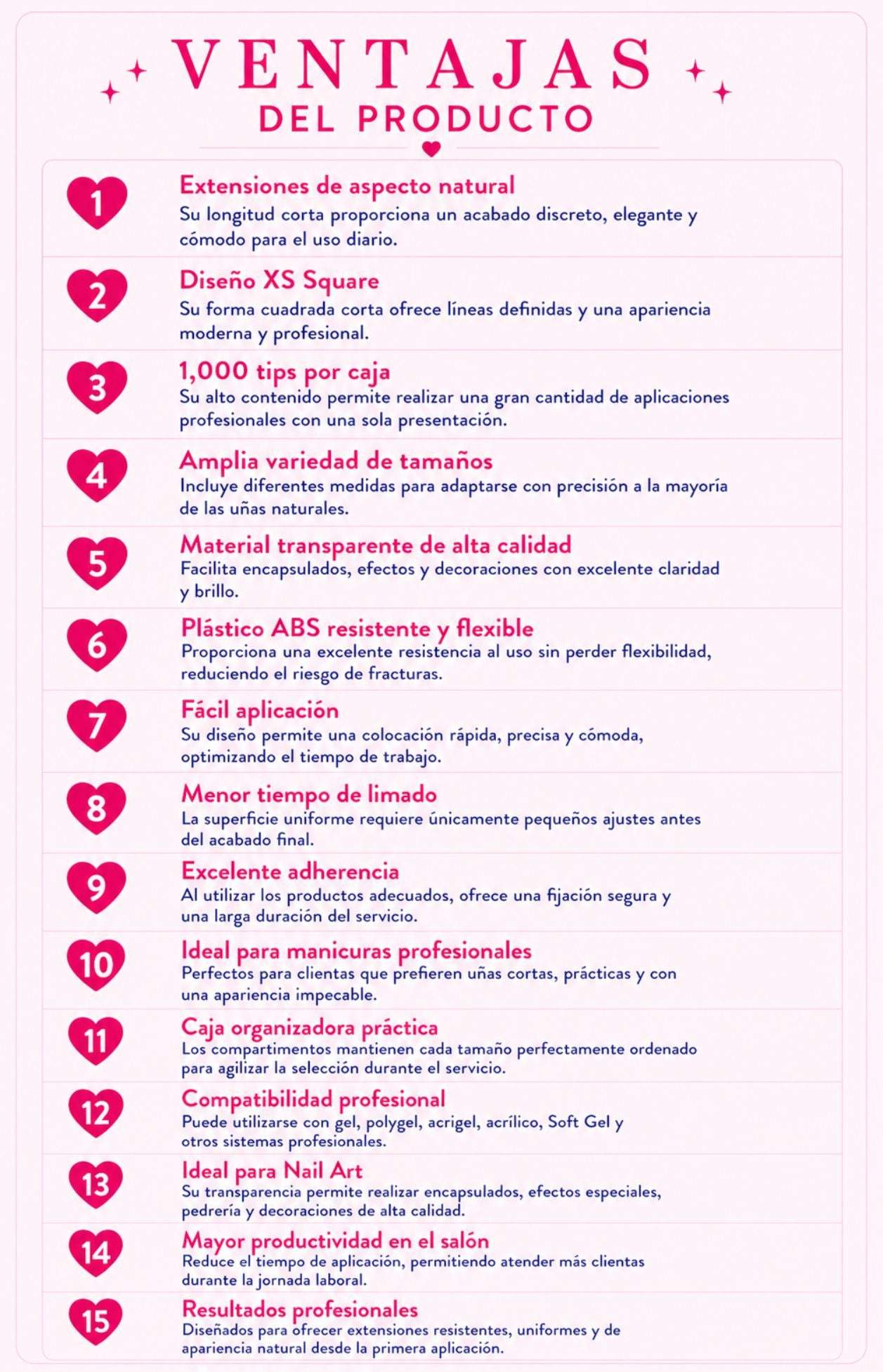 TIPS EXTENSION CORTA CUADRADOS 100 PIEZAS