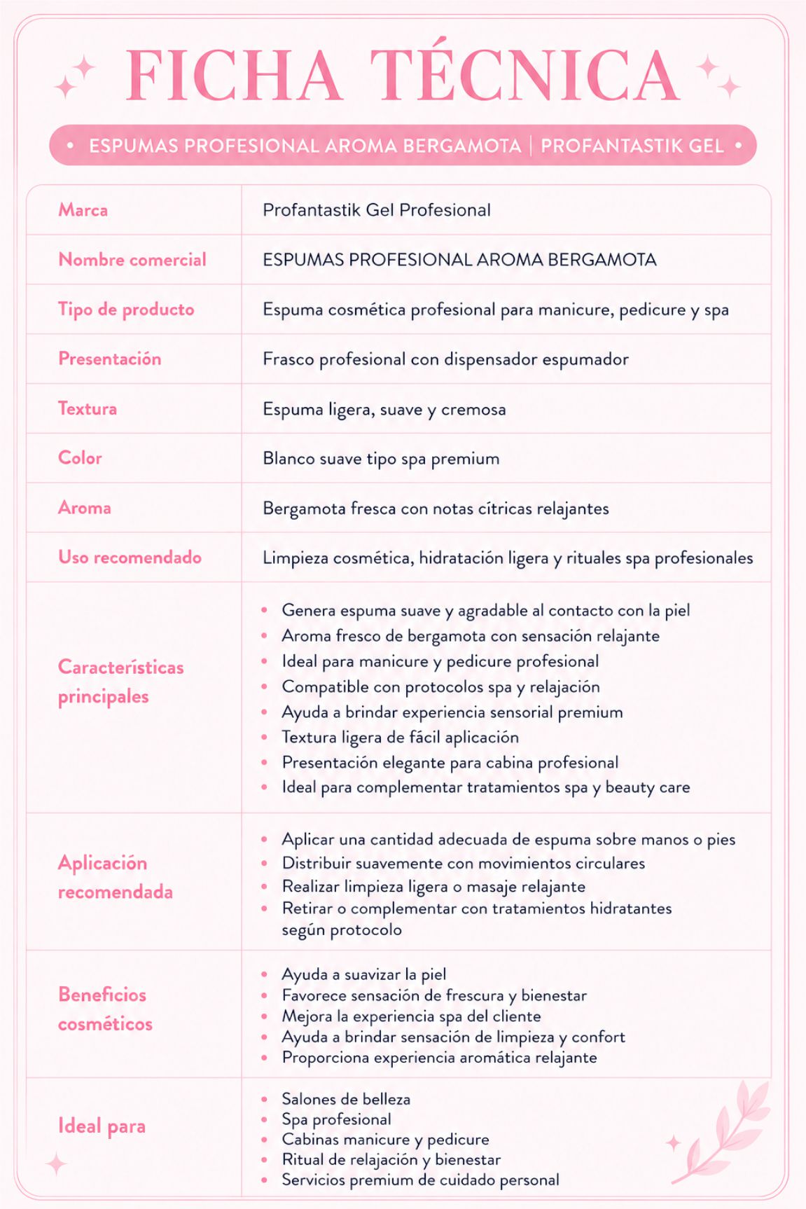 ESPUMA PROFESIONAL BERGAMOTA