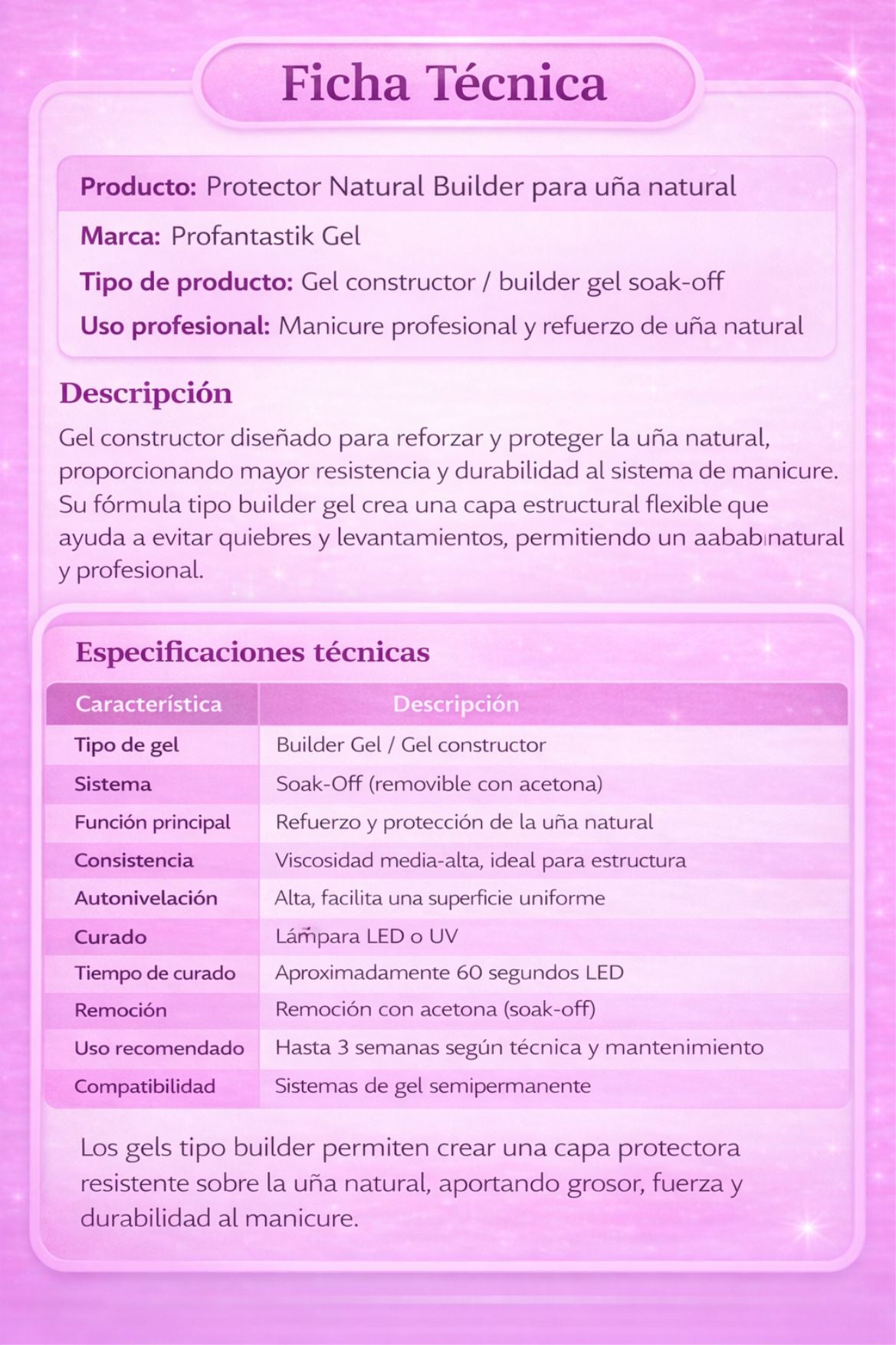 NATURAL BUILDER ENDURECEDOR DE GEL PARA SISTENA DE GEL DE 21 DÍAS