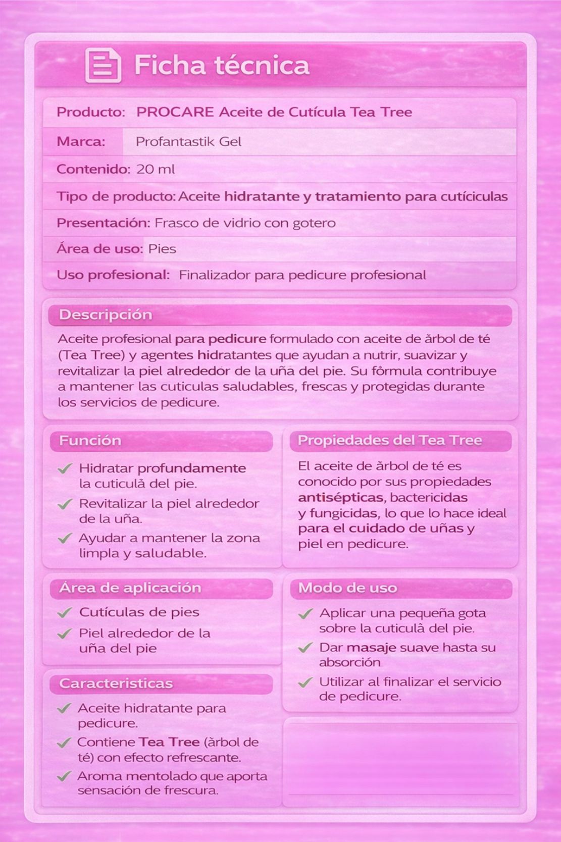 PROCARE ACEITE PIES CON TEA TREE HIDRATANTE Y ANTIFÚNGICO