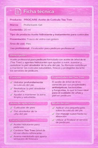 PROCARE ACEITE PIES CON TEA TREE HIDRATANTE Y ANTIFÚNGICO