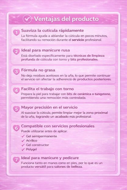 PROLOVE REMOVEDOR DE CUTICULAS PARA MANICURA RUSA