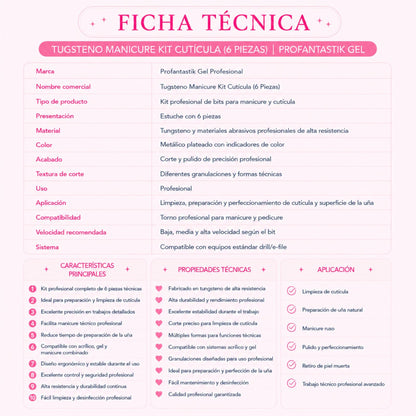 TUNGSTENO MANICURE (SET 6 PIEZAS)