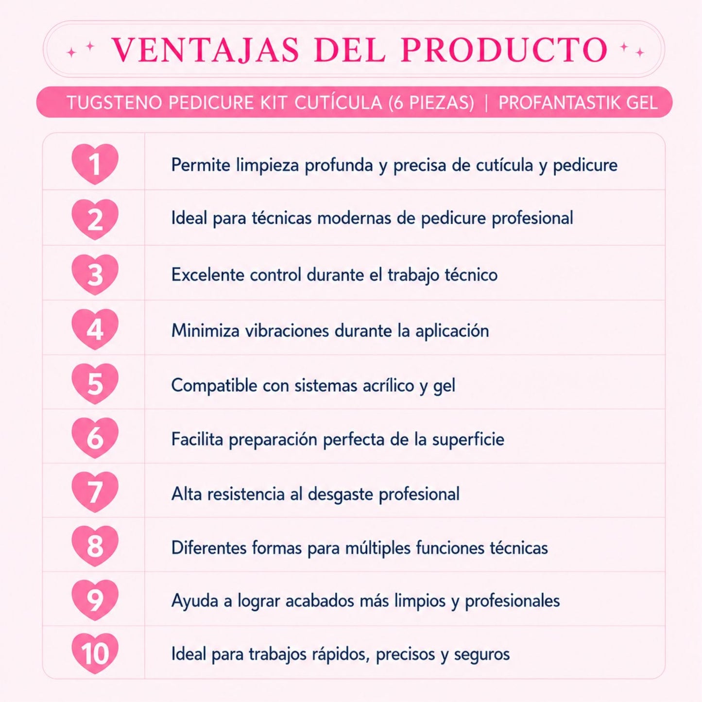 TUNGSTENO PEDICURE (SET 6 PIEZAS)